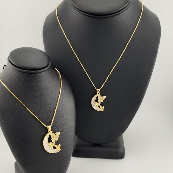 Jewelry - Brand New Half Moon Double Butterfly Necklace